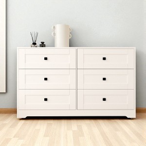 Mshliw 6 Drawer Farmhouse Dresser, Chest of Drawers with Barn Door Design, Storage Cabinet and Sideboard for Bedroom or Living Room - 1 of 4
