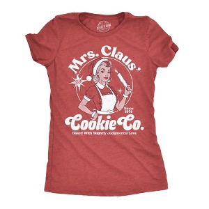 Womens Funny T Shirts Mrs Claus Cookie Co Sarcastic Christmas Graphic Novelty Tee For Ladies - Crazy Dog Women's T Shirt Gift For Christmas - 1 of 4