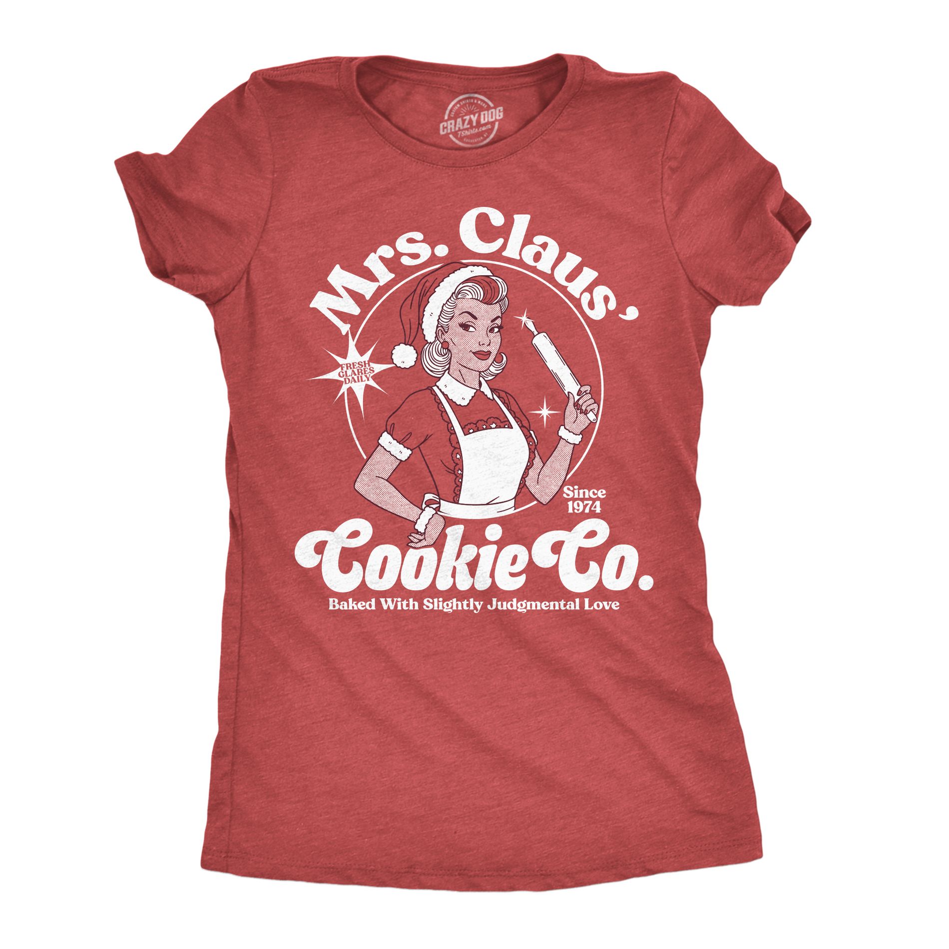 Womens Funny T Shirts Mrs Claus Cookie Co Sarcastic Christmas Graphic Novelty Tee For Ladies - Crazy Dog Women's T Shirt Gift For Christmas