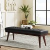 Olga 55.5" Wide Mid-century modern genuine leather Bedroom Bench |ARTFUL LIVING DESIGN - 3 of 4
