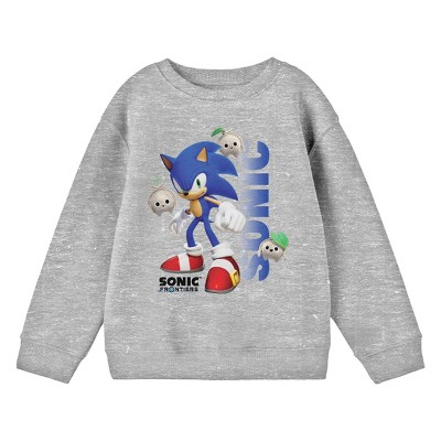 Sonic Frontiers Sonic Surrounded By Kocos Crew Neck Long Sleeve Athletic Heather Youth Shirt