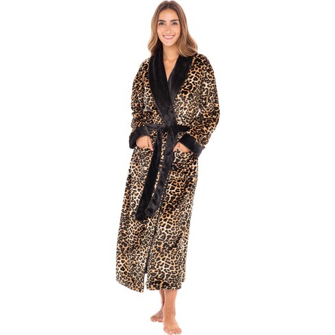 PAVILIA Soft Plush Women Fleece Robe, Black Cozy Bathrobe, Female Long Spa  Robe, Warm Housecoat, Satin Waffle Trim, S/M 