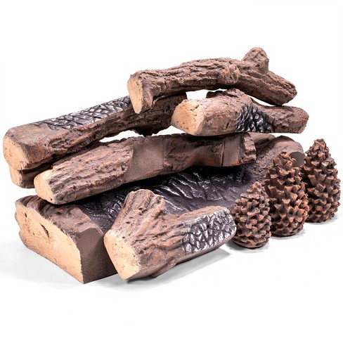 Barton 9-pieces Set Realistic Pine Woods Ceramic Wood Fireplace Log Gas Logs  Set Indoor / Outdoor : Target