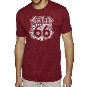 LA Pop Art Men's Premium Blend Word Art T-shirt - Route 66 - Life is a Highway - 1 of 4