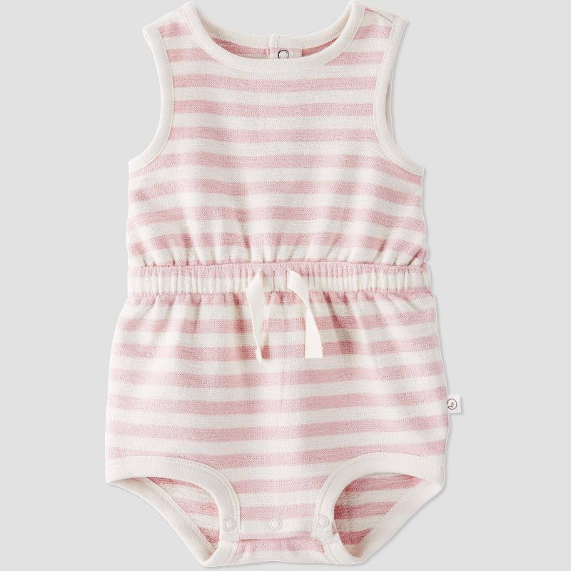 Little Planet by Carter's Organic Baby Girls' Knit Striped Romper - Pink, 1 of 4