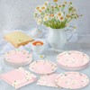 Hachikiko Pink Daisy Party Supplies Set, Daisy Flower Paper Dinner Plates Daisy Dessert Plates, Luncheon Napkins for Birthday Party Decorations Summer - 3 of 4