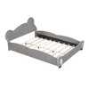 Whisen Velvet Platform Bed with Bear-Shaped Headboard and Bed-End Storage Pocket - 3 of 4