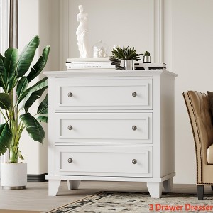Bedroom 3 Drawer Dresser, Wooden Storage Chest of Drawers w/ Exquisite Metal Handles, Small Storage Cabinet, Modern Design Dresser - 1 of 4