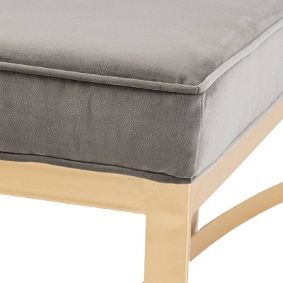 Secor Grey Velvet Upholstered Bedroom Bench with Gold Metal Base