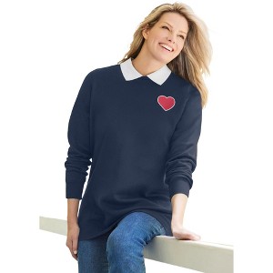 Woman Within Layered-Look Sweatshirt - 1 of 4
