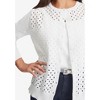 Jessica London Women's Plus Size Fine Gauge Eyelet Cardigan - 3 of 4