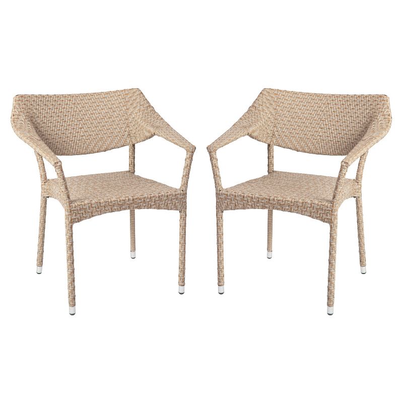 Emma and Oliver Modern All-Weather Patio Dining Chairs with Fade and Weather Resistant PE Rattan and Reinforced Steel Frame, 1 of 12