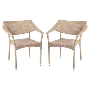 Emma and Oliver Modern All-Weather Patio Dining Chairs with Fade and Weather Resistant PE Rattan and Reinforced Steel Frame