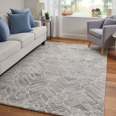 Asher Transitional Handmade Geometric Gray Wool Area Rug 3'6" x 5'6"