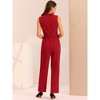 INSPIRE CHIC Women's Casual Sleeveless Shawl Collar Office Belted Cropped Jumpsuit - 4 of 4