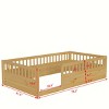 High Guardrails Enhanced Safety Design Floor Bed,Low Ground Design Platform Beds,Natural Solid Pine Wood Full Bed-Cuddlewood - 4 of 4