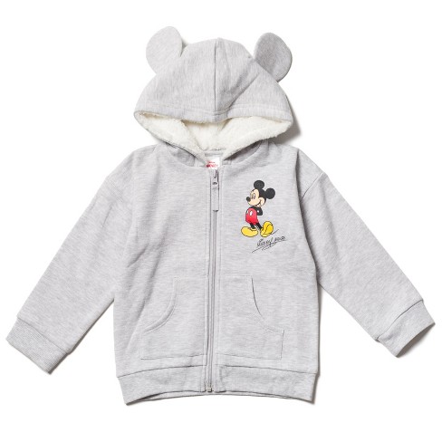 Disney Mickey Mouse Newborn Baby Boy or Girl Fleece Zip Up Hoodie Gray 6-9  Months