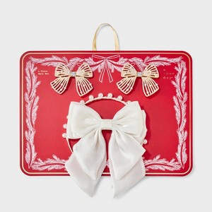 Headband and Bow Barrettes Set 4 pk - A New Day™ Ivory - 1 of 4