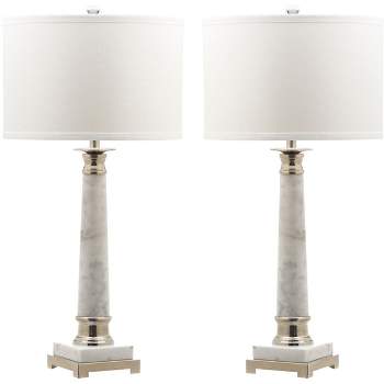 Colleen 31 Inch H Table Lamp (Set of 2) - White Marble - Safavieh