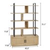 5 Tier Rattan Bookshelf with Storage Cabinet & Door, 71.1 Inch Tall Industrial Book Shelf with Open Display Shelves - 2 of 4