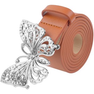 INSPIRE CHIC Women's Fashion Versatile Rhinestone Butterfly Buckle Belt - 1 of 4