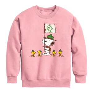 Boys' - Peanuts - Snoopy And Group Graphic Long Sleeve Fleece Sweatshirt - 1 of 2