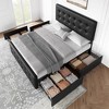Bed Frame, Queen Size Faux Leather Upholstered Platform Bed with 4 Storage Drawers & Headboard - Button Tufted, No Box Spring Needed Black - 3 of 4