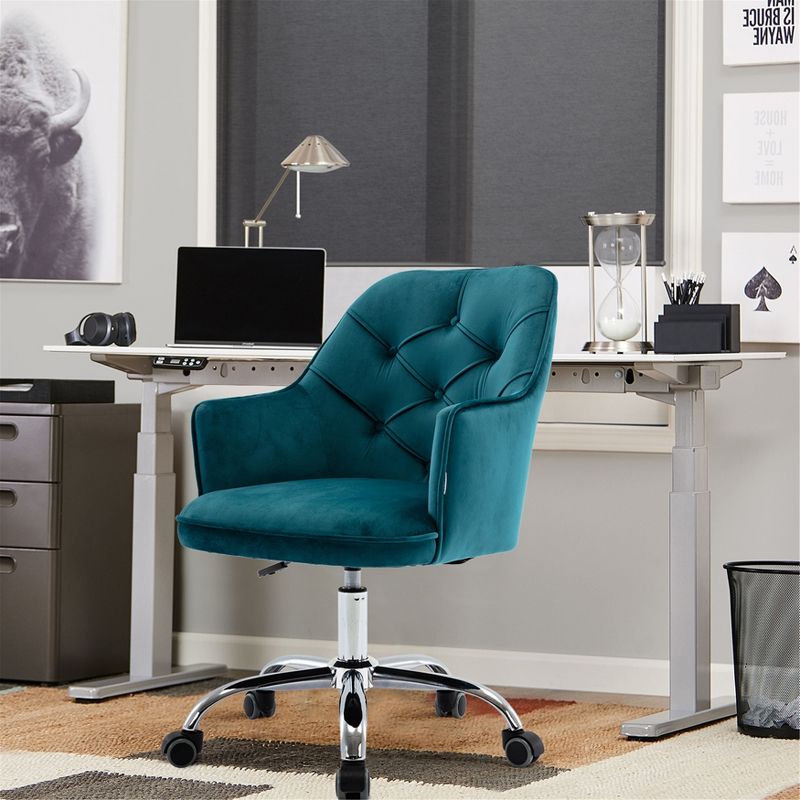 Modern Velvet Home Office Swivel Shell Chair-ModernLuxe, 2 of 15