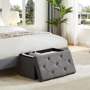 DOMETOUR Storage Ottoman with Thicker Foam Padded Seat, Folding Foot Rest for Living Room End of Bed Bench - 1 of 4
