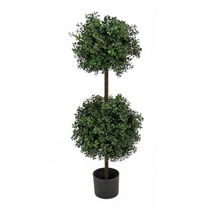 National Tree Company 46" Boxwood Double Ball Topiary in Nursery Pot Artificial Tree: Faux Polyethylene, Freestanding - 1 of 3