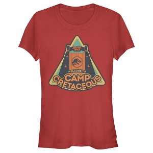 Juniors Womens Jurassic World: Camp Cretaceous Welcome Gate T-Shirt - 1 of 3