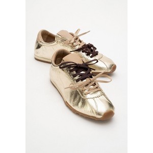 Crea - Gold Leather Sneakers (Women) | Forever & Always Shoes - 1 of 4