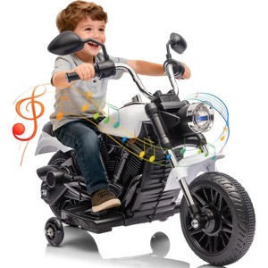 12V Kids Electric Motorcycle w/ Training Wheels, 3-Wheel Ride-on Toy, Reverse, LED Headlight, Horn & Music, 66LB Capacity - 1 of 4