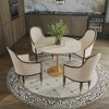 LeisureMod Bristol 35" Round Dining Table – Sintered Stone Top with Natural Wood Steel Pedestal Base, Modern Kitchen & Dining Room Accent Table - 3 of 4