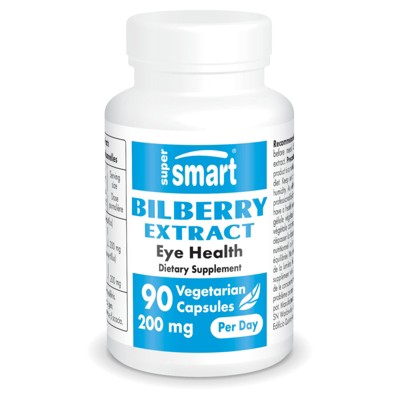 SuperSmart Bilberry Extract 25% Anthocyanin - Bilberry Supplement for Eyes - Vaccinium Myrtillus | Non-GMO & Gluten Free - 90 Vegetarian Capsules