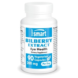 SuperSmart Bilberry Extract 25% Anthocyanin - Bilberry Supplement for Eyes - Vaccinium Myrtillus | Non-GMO & Gluten Free - 90 Vegetarian Capsules - 1 of 1