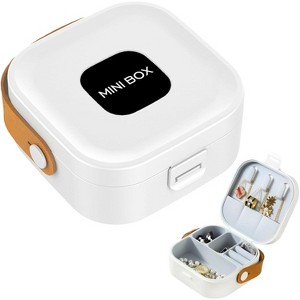 HTUTWOO Travel Mini Jewelry Box, Portable Versatile Storage Organizer, Jewellery Ring Organizer Case Storage Gift Box Girls Women (white) - 1 of 4