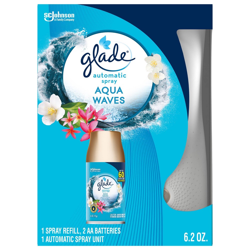 Glade Automatic Spray, Aqua Waves, Air Freshener, Starter Kit 6.2 Oz