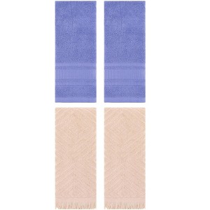 REGALWOVEN 4 Pcs Bathroom Cotton Soft and Absorbent Geometric Hand Towel 13" x 29" - 1 of 4