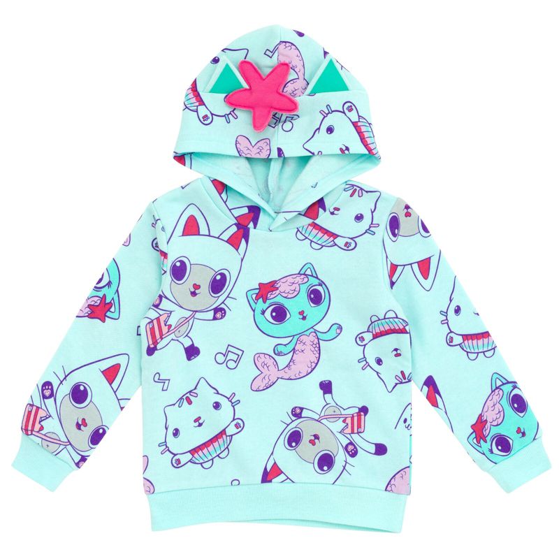 Dreamworks Gabby's Dollhouse Pandy Paws Cakey Cat MerCat Girls Fleece Pullover Hoodie Toddler to Big Kid, 1 of 8
