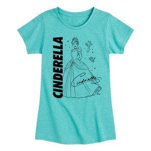 Girls' - Disney Princess - Cinderella with Birds Fitted Short Sleeve Graphic T-Shirt - 1 of 4