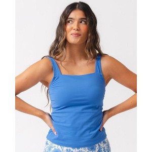 Coastline Blue Square Neck Tankini Top - 1 of 4
