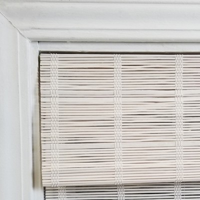 Cordless White Bamboo Roman Shades 31" x 64"