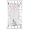 Sweet Jojo Designs Girl Photo Op Fitted Crib Sheet Bunny Floral Pink and Grey - image 2 of 4