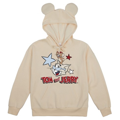 Tom & Jerry Patriotic Characters Adult Tofu Long Sleeve Hooded Sweatshirt With 3D Ears - image 1 of 2