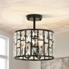 Rennnsan Trivale 12" W  - 17" W Drum Saike Crystal Modern Glam Dimmable Semi Flush Mount in Black - 4 of 4