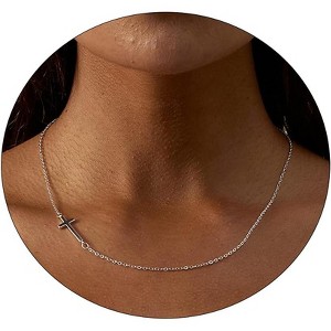 Cross Necklace: 14K Gold & Silver Plated, Minimalist Dainty Religious Pendant, Daily Wear Jewelry Gift for Women - 1 of 4