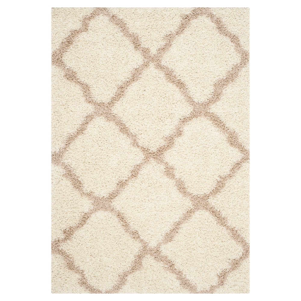 5'1inx7'6in Ivory/Beige Geometric Shag/Flokati Loomed Area Rug - Safavieh