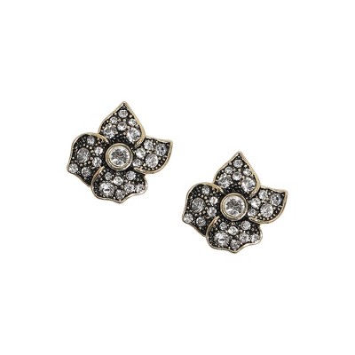 SOHI Women's Rhinestones Black Flower Stud Earring