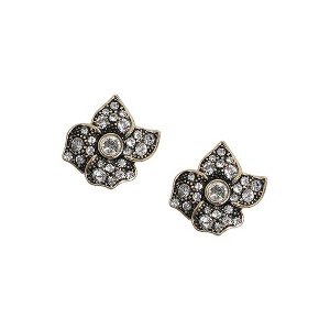 SOHI Women's Rhinestones Black Flower Stud Earring - 1 of 4